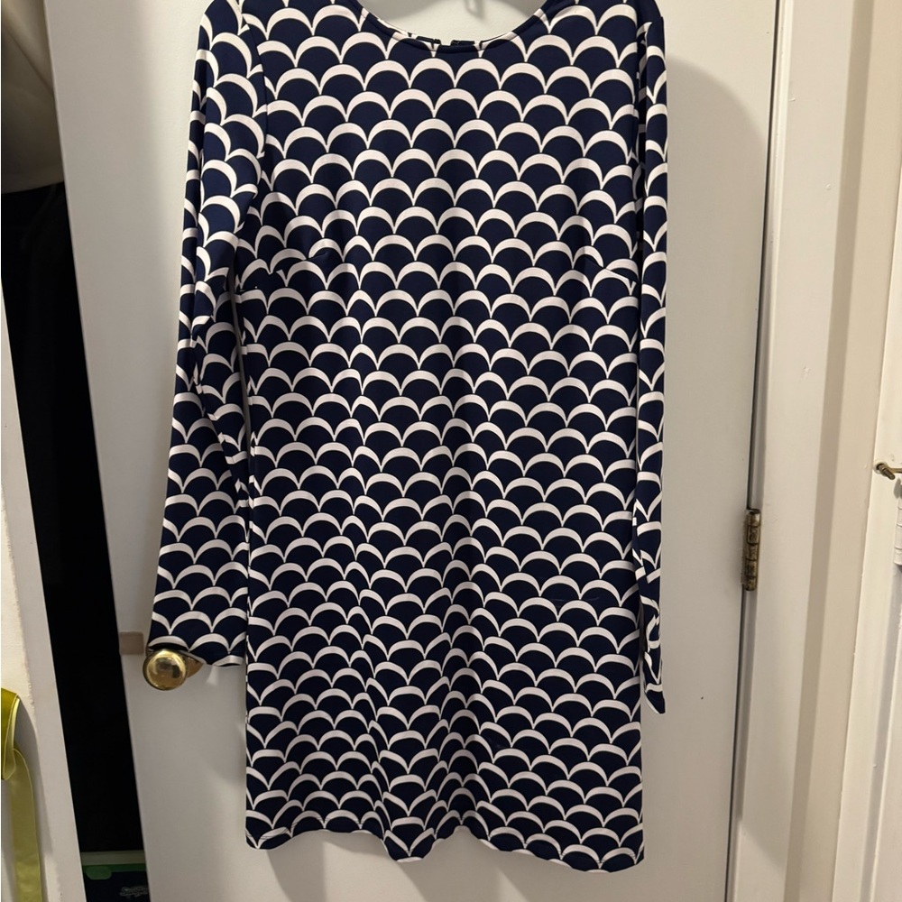 JB by Julie Brown Long Sleeve Navy and White Dress